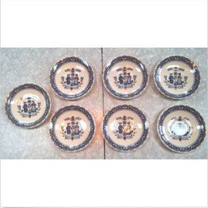 Set of 7 Tea Saucers Johnson Bros Staffordshire HEARTS AND FLOWERS England